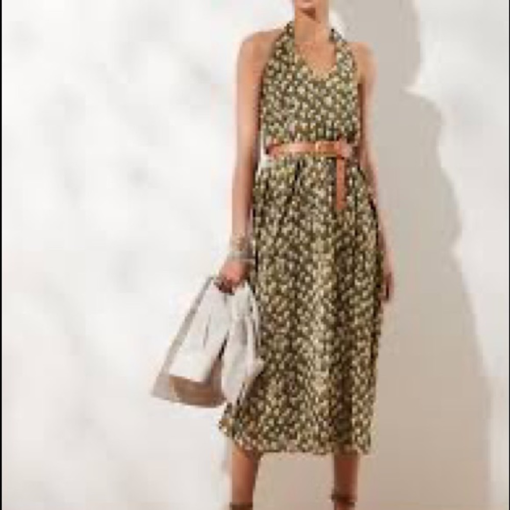 Banana Republic Green Halter Midi Dress